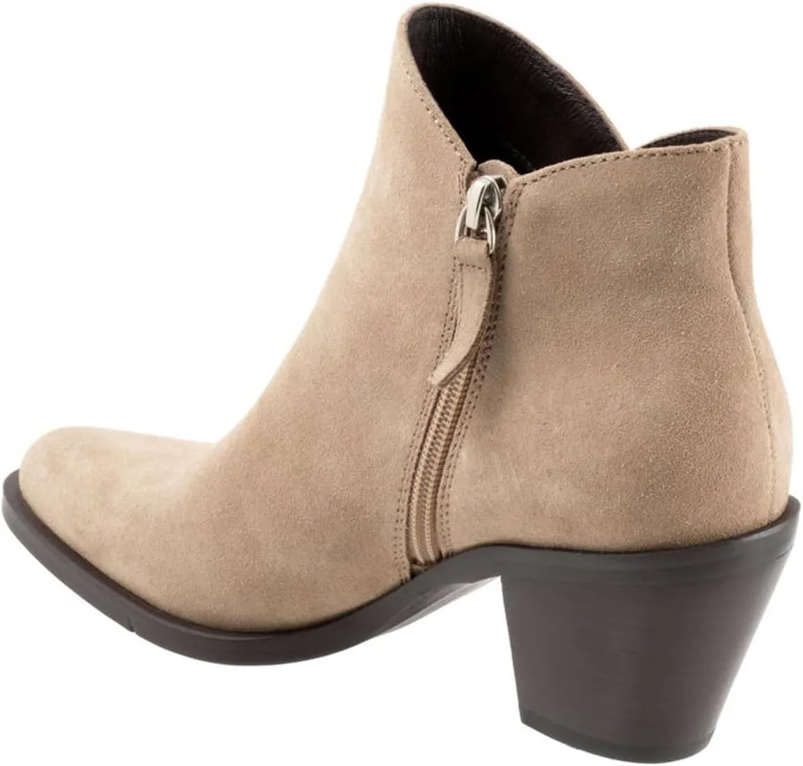 FSJ Women Low Chunky Stacked Heel Ankle Boots Closed Toe Split Shaft Booties with Side Zipper Stylish Casual Shoes Size 4-16 US