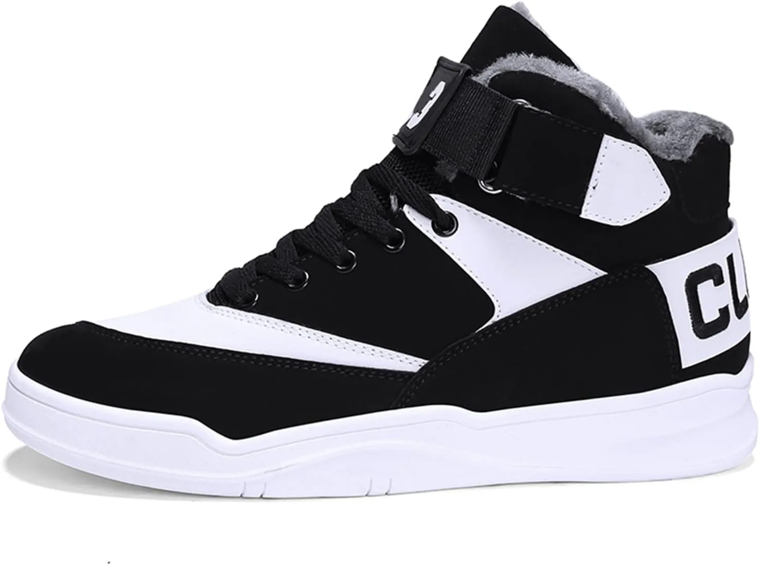 FZUU Men's Fashion High Top Leather Street Sneakers Sports Casual Shoes