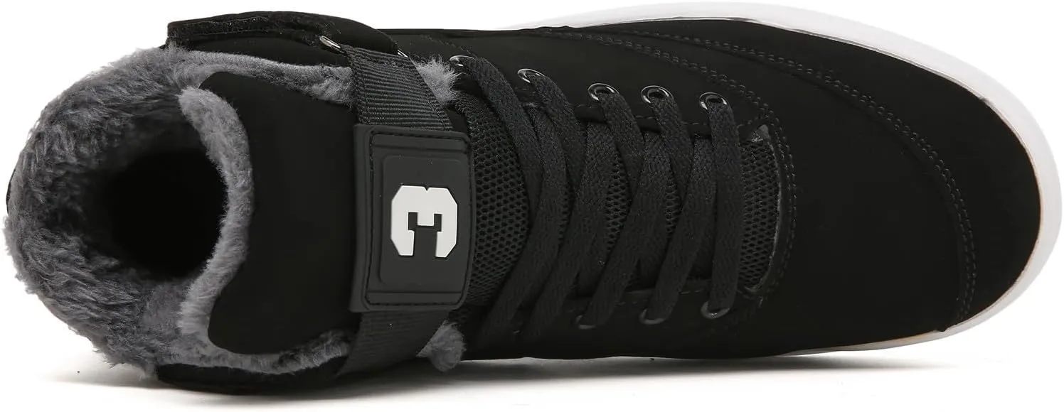 FZUU Men's Fashion High Top Leather Street Sneakers Sports Casual Shoes