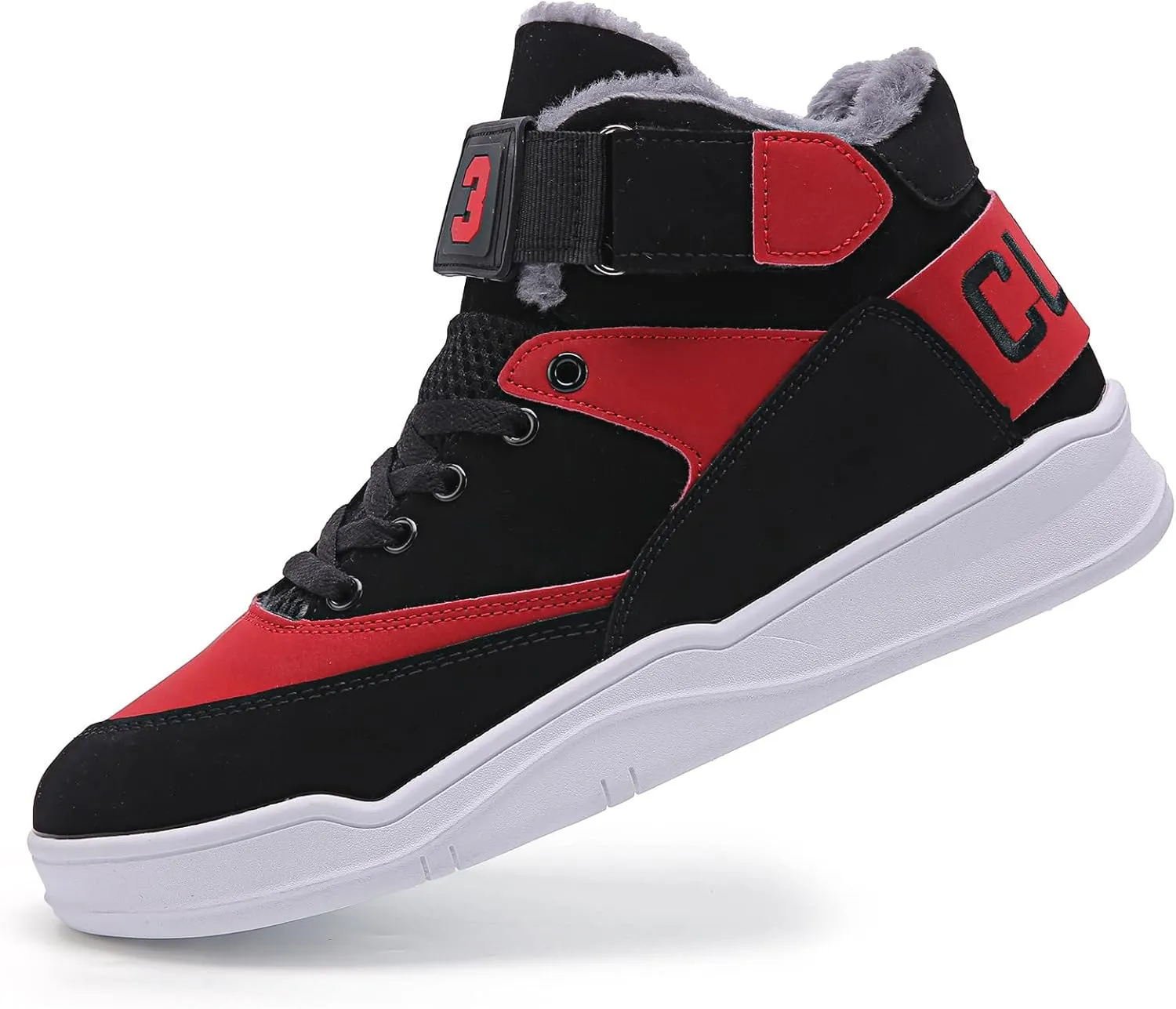 FZUU Men's Fashion High Top Leather Street Sneakers Sports Casual Shoes