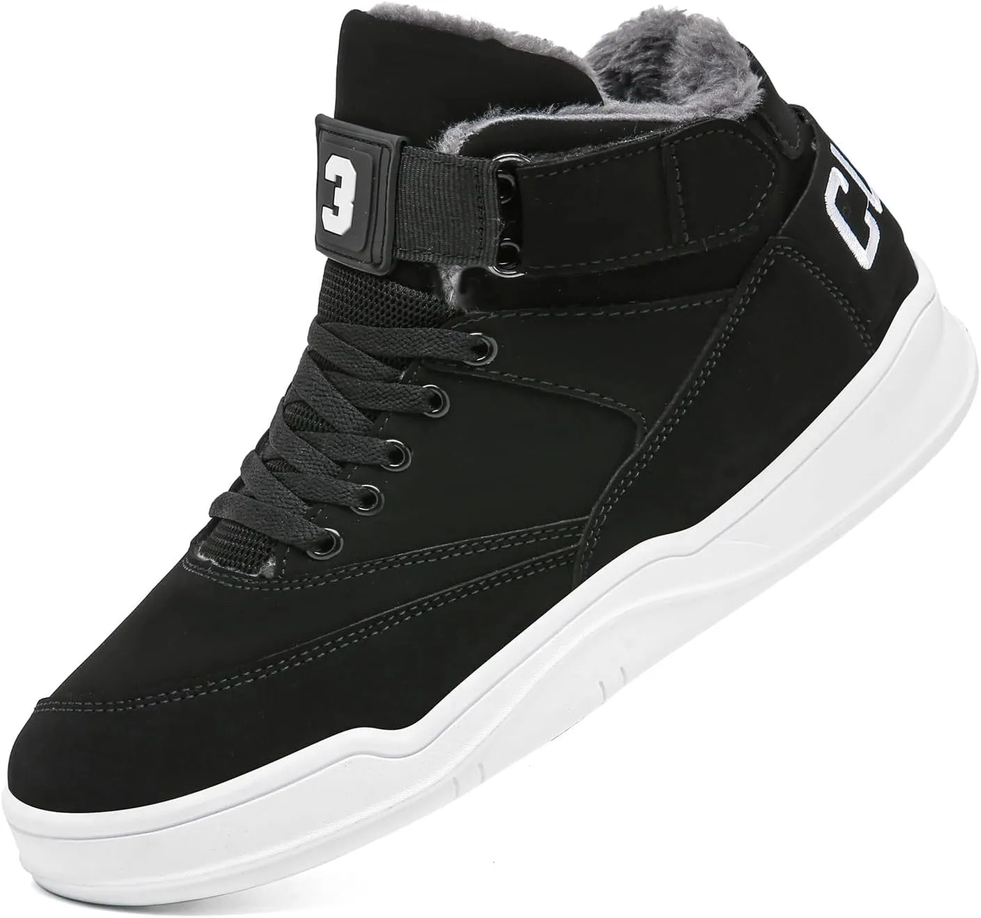 FZUU Men's Fashion High Top Leather Street Sneakers Sports Casual Shoes