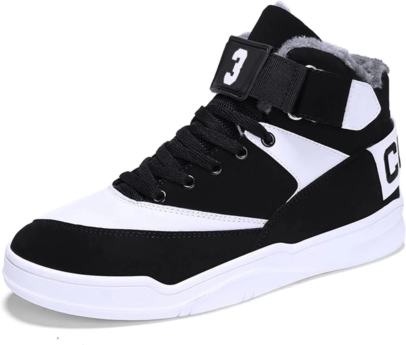 FZUU Men's Fashion High Top Leather Street Sneakers Sports Casual Shoes