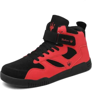 FZUU Men's Fashion High Top Leather Street Sneakers Sports Casual Shoes