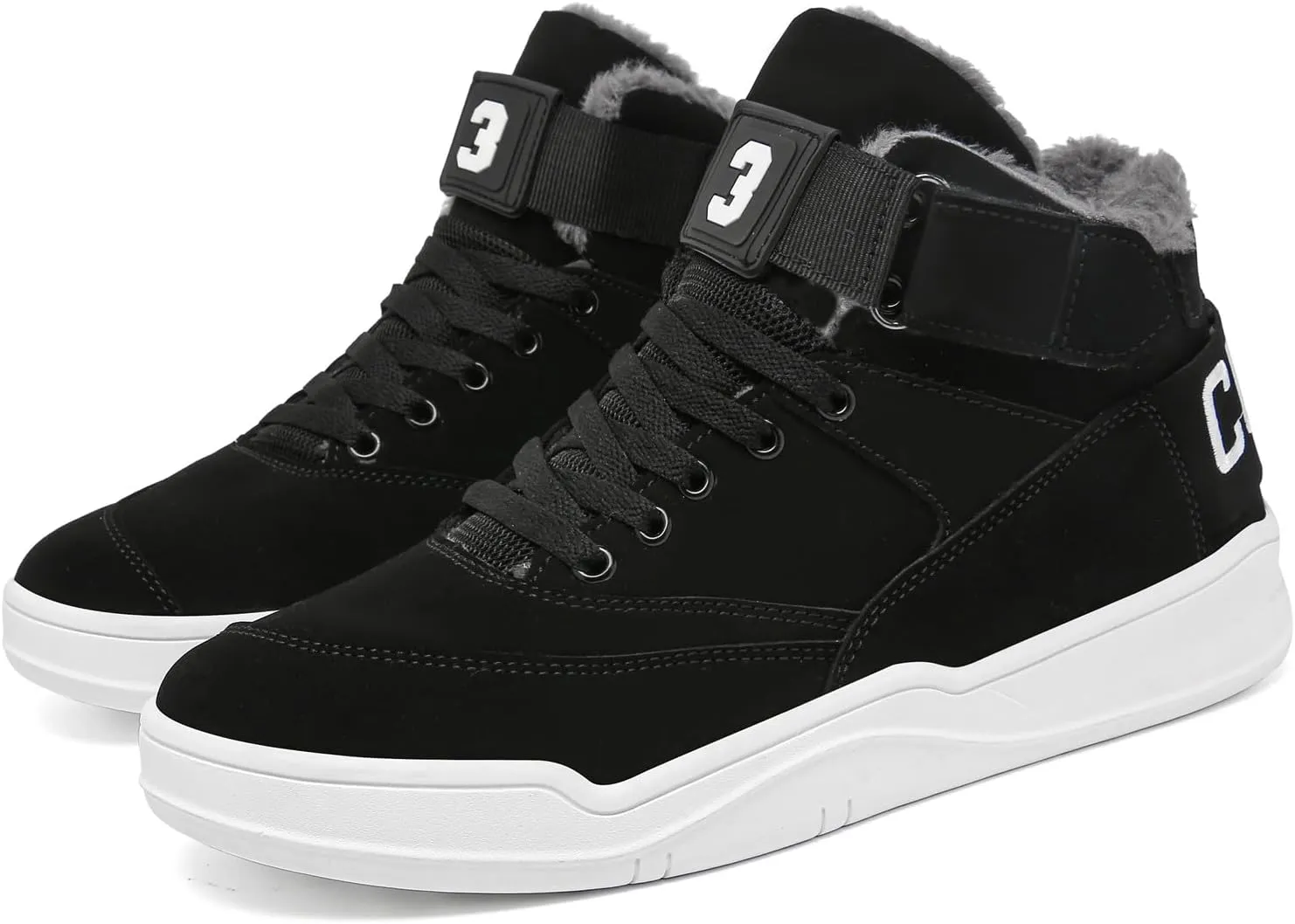 FZUU Men's Fashion High Top Leather Street Sneakers Sports Casual Shoes