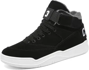 FZUU Men's Fashion High Top Leather Street Sneakers Sports Casual Shoes
