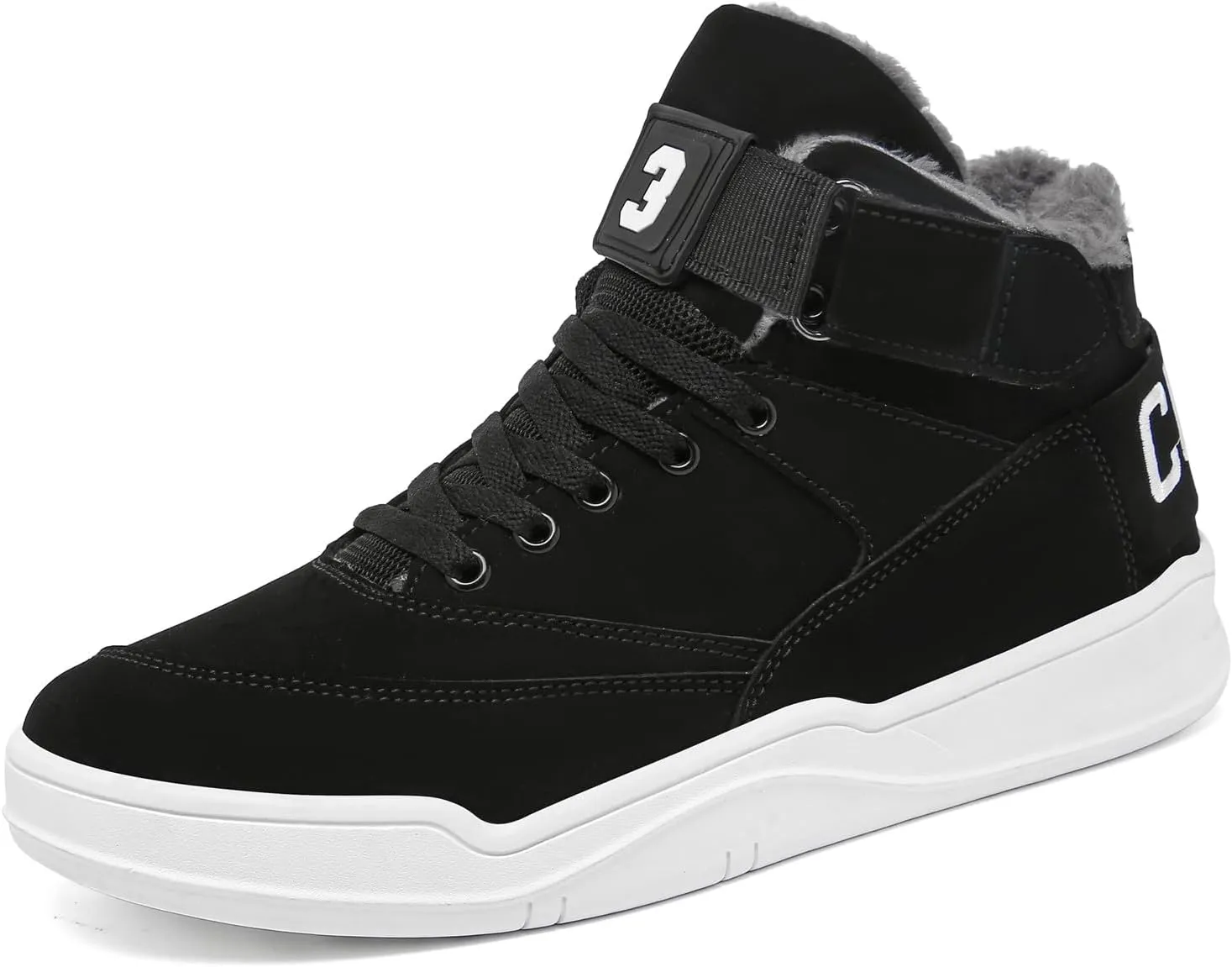 FZUU Men's Fashion High Top Leather Street Sneakers Sports Casual Shoes