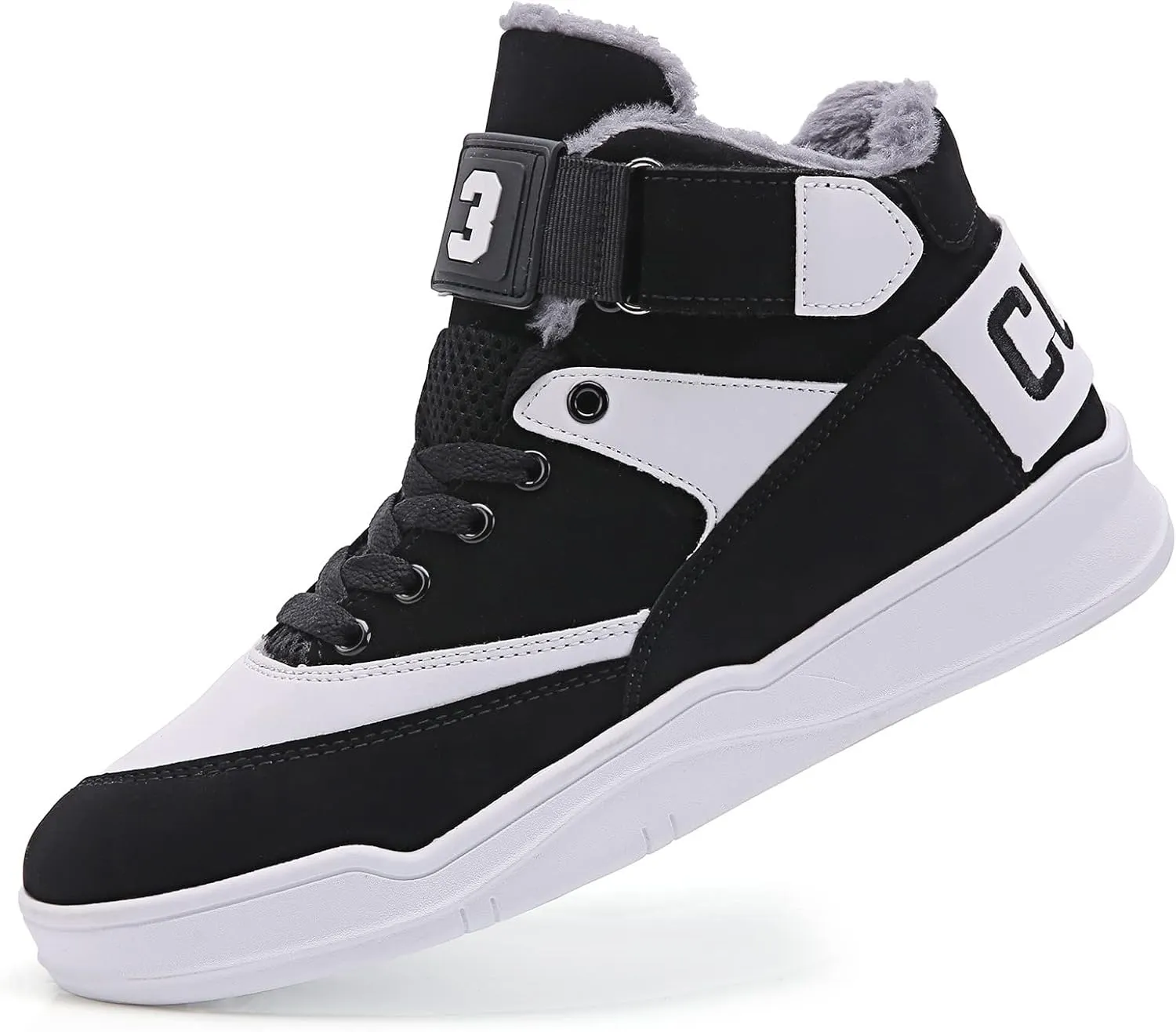FZUU Men's Fashion High Top Leather Street Sneakers Sports Casual Shoes