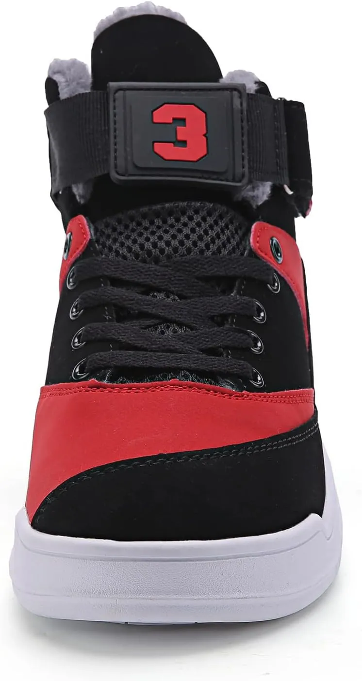 FZUU Men's Fashion High Top Leather Street Sneakers Sports Casual Shoes