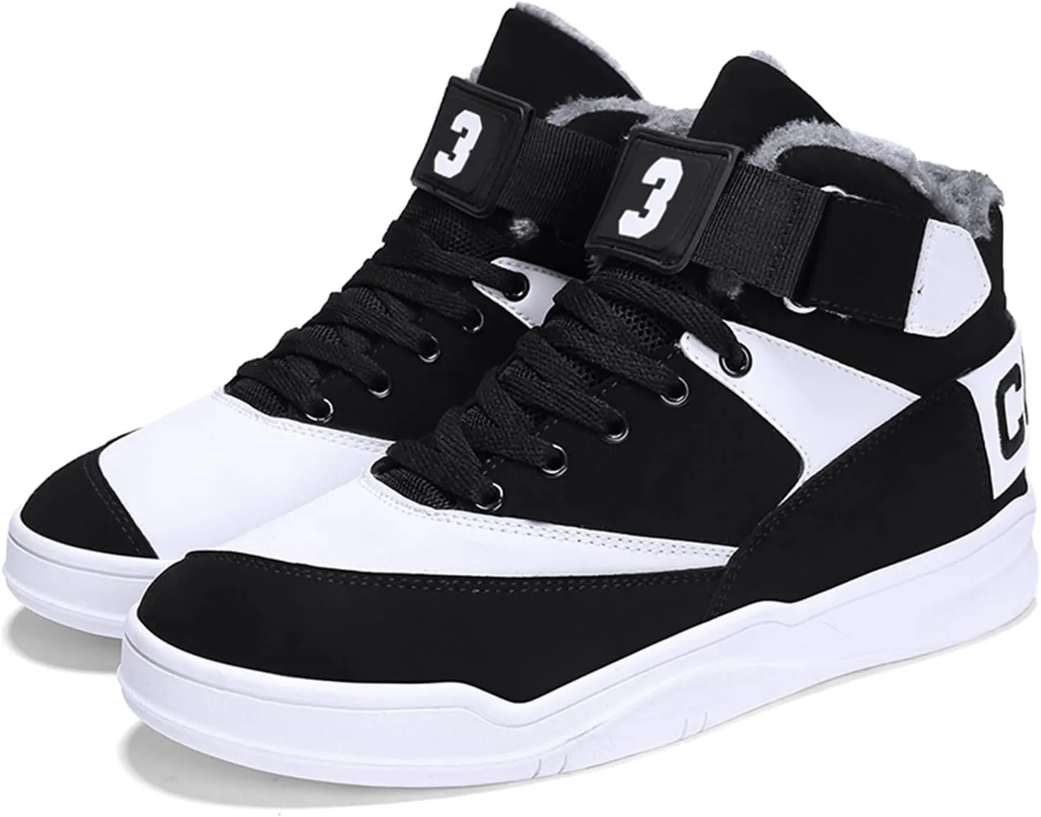 FZUU Men's Fashion High Top Leather Street Sneakers Sports Casual Shoes