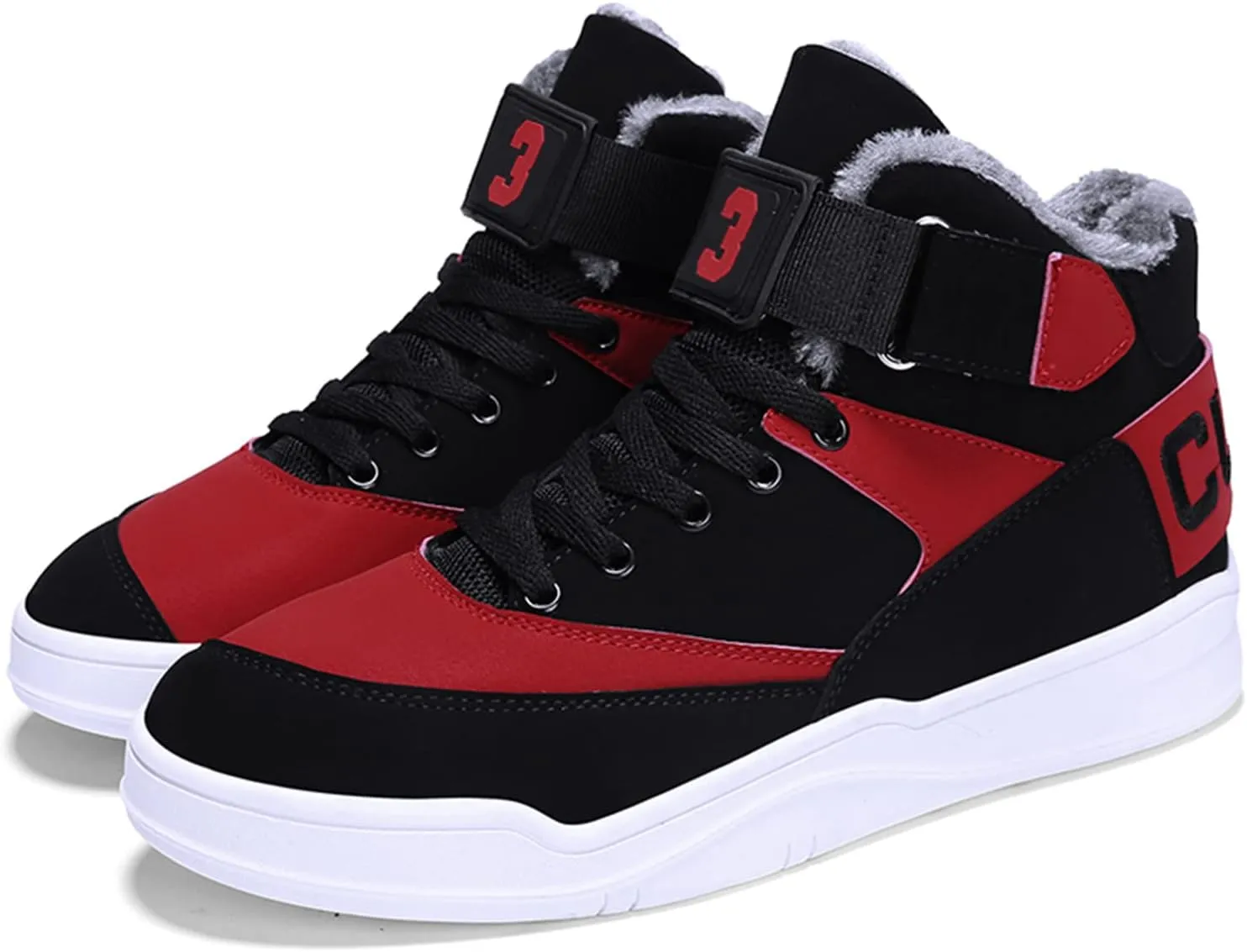 FZUU Men's Fashion High Top Leather Street Sneakers Sports Casual Shoes