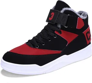 FZUU Men's Fashion High Top Leather Street Sneakers Sports Casual Shoes