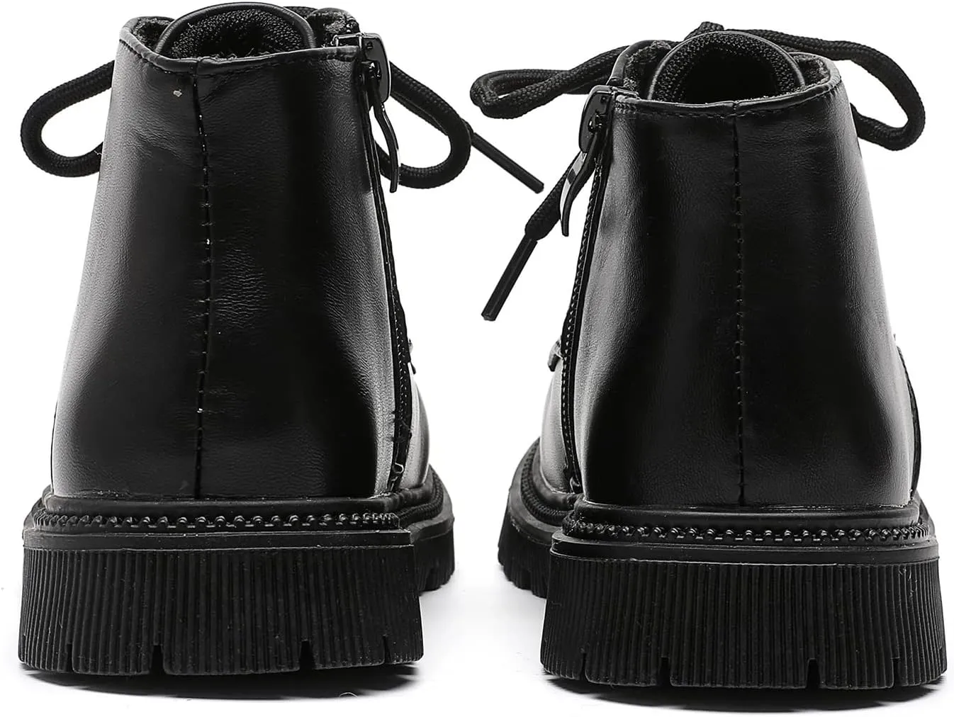 Girls Ankle Boots Fashion Side Zipper Boots Lace Up Waterproof Combat Shoes for Toddler/Little Kid