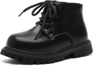 Girls Ankle Boots Fashion Side Zipper Boots Lace Up Waterproof Combat Shoes for Toddler/Little Kid