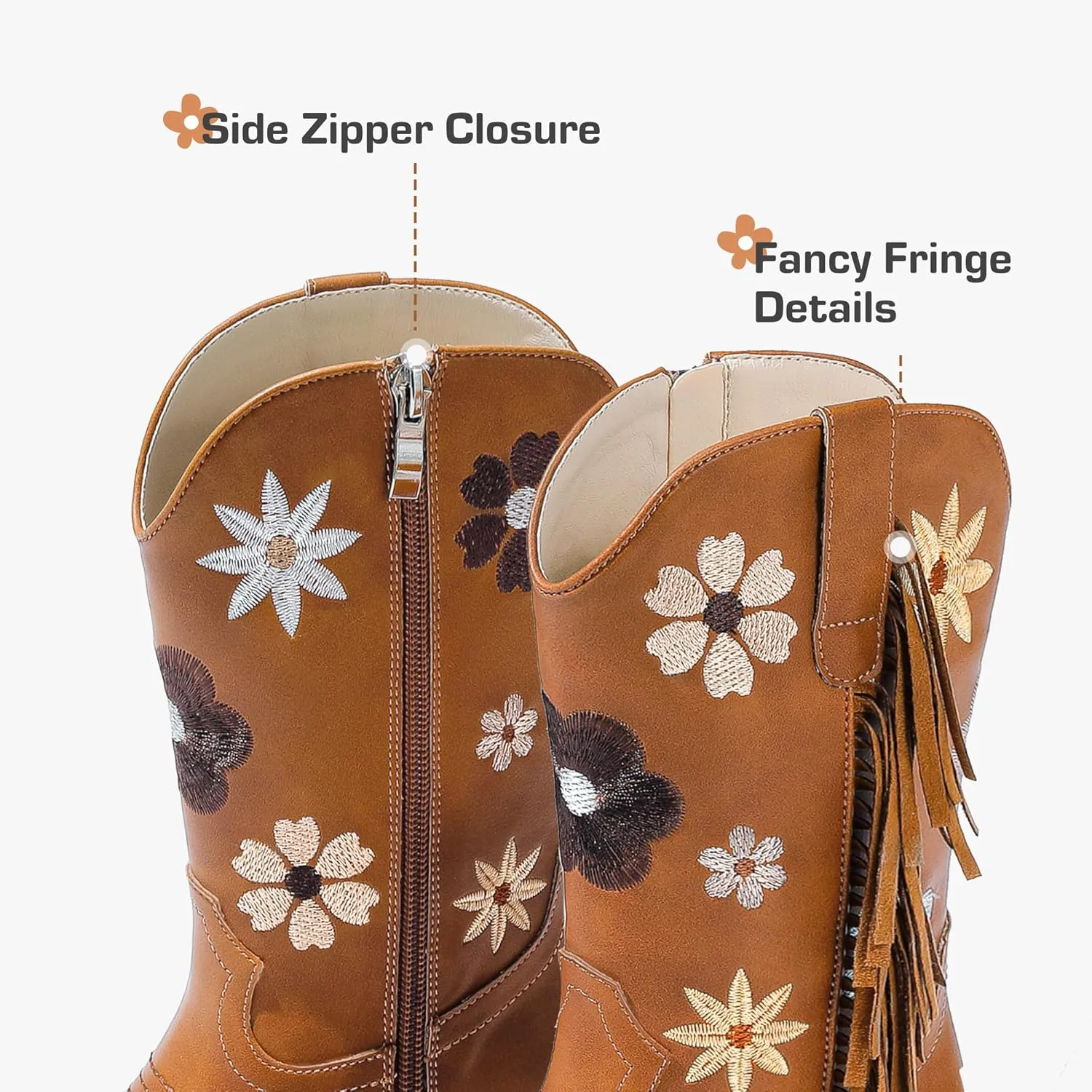 Girls Cowboy Boots Toddler Cowgirl Floral Embroidered Fringe Little Kids Western Boots Girl Riding Boot Birthday Party