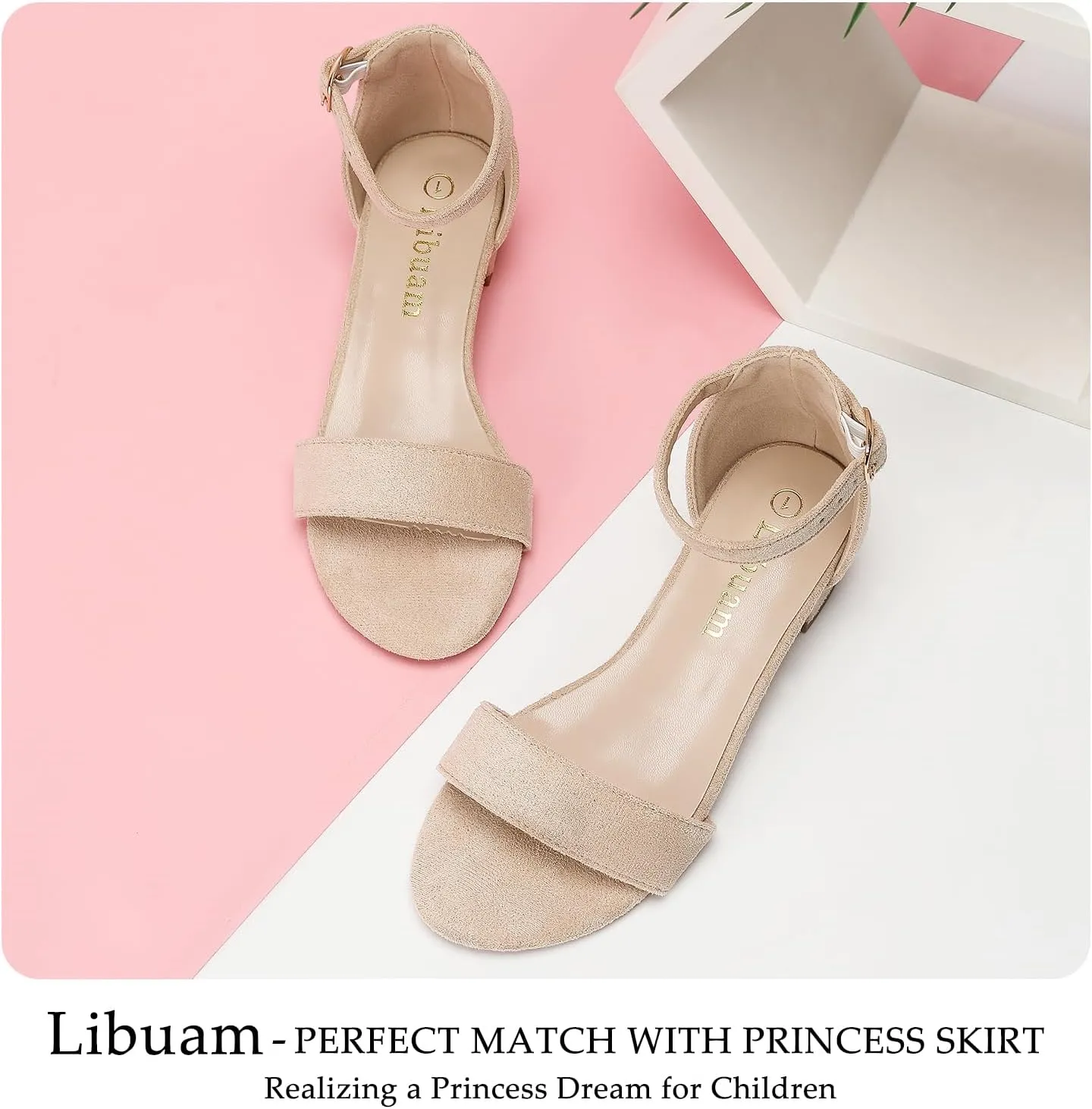 Girls fashion Sandals Heels Dress Pump Ankle Strap Open Toe Flower Girl Wedding Party for Little Big Kid