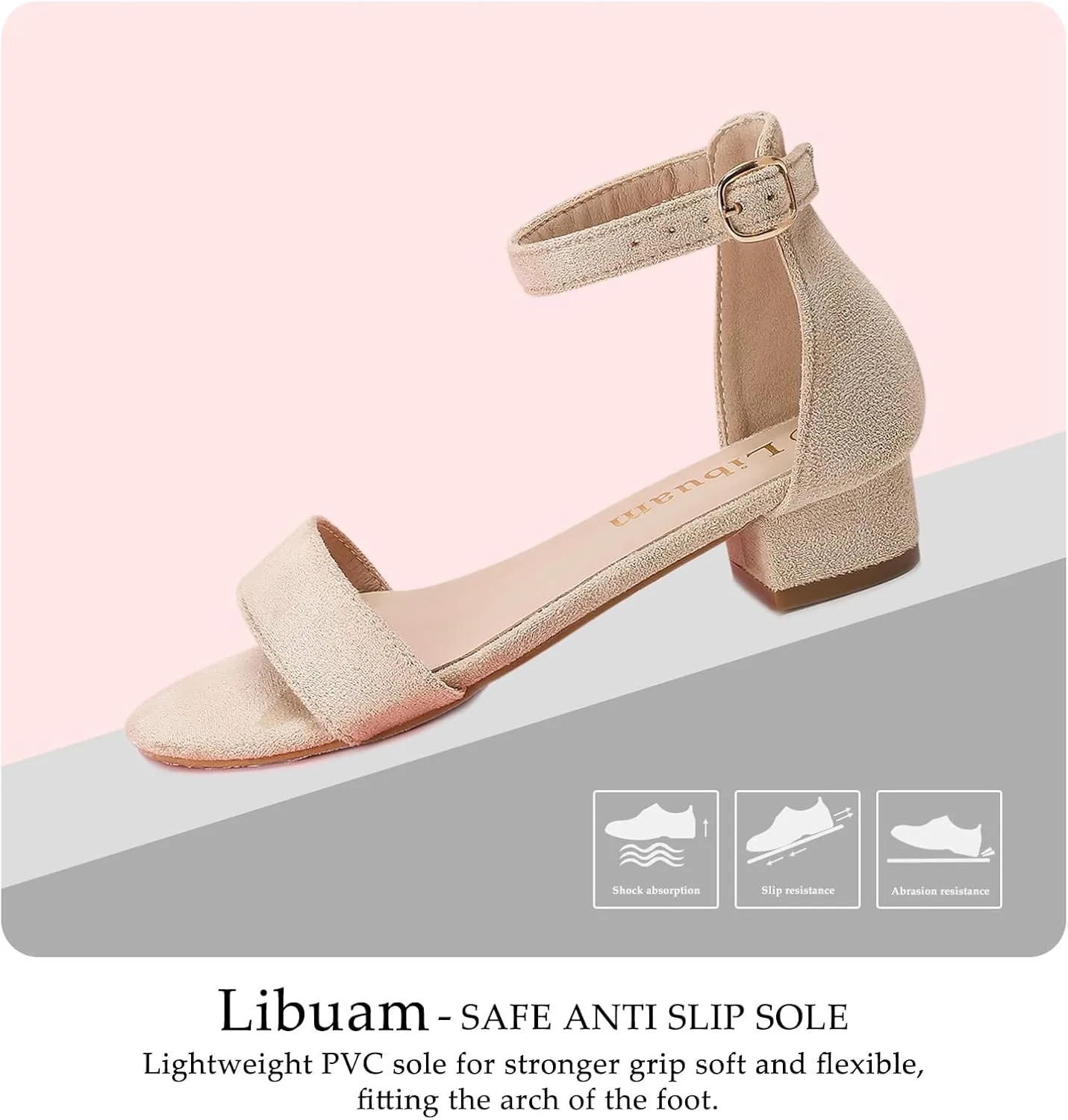 Girls fashion Sandals Heels Dress Pump Ankle Strap Open Toe Flower Girl Wedding Party for Little Big Kid