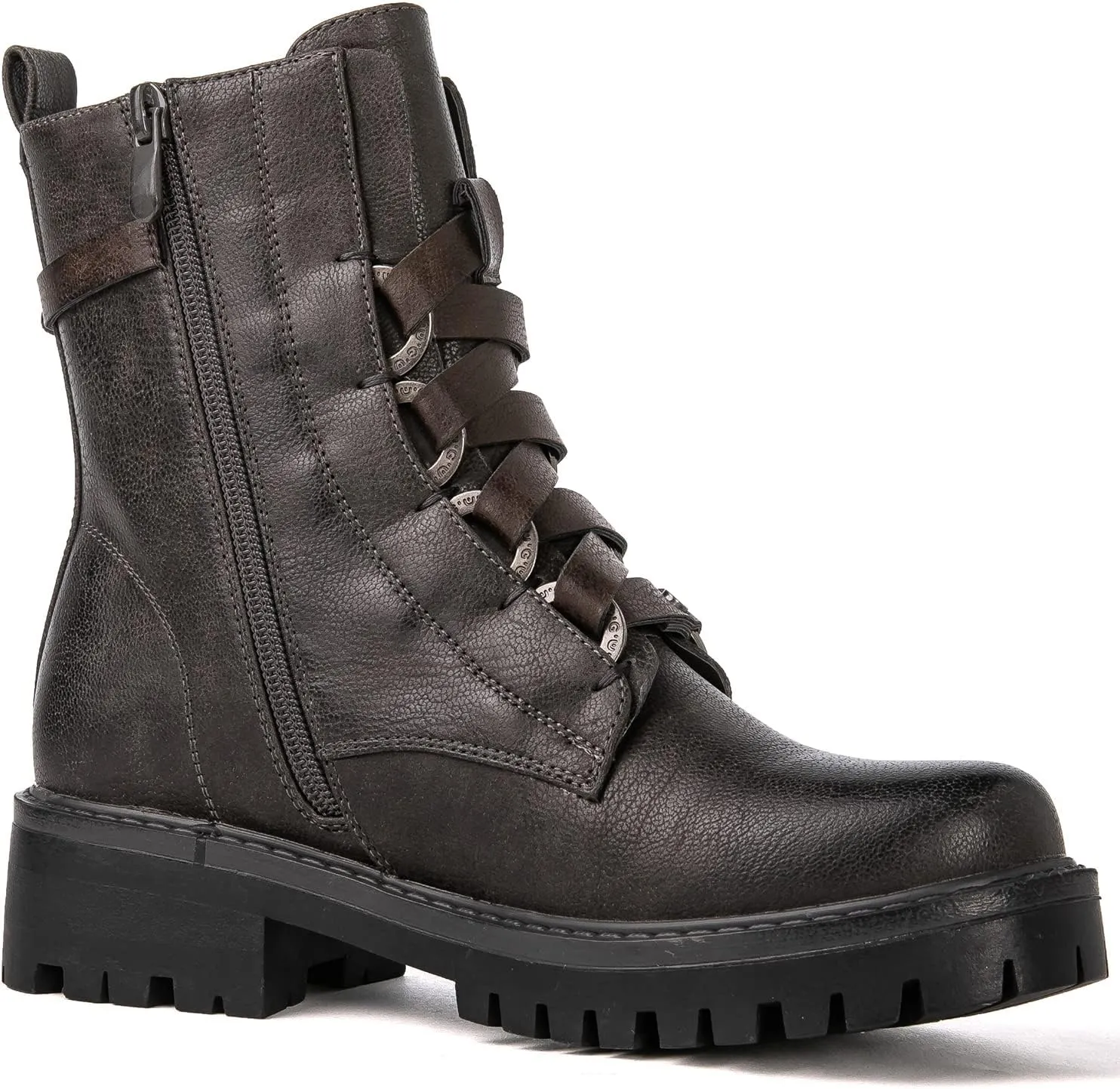 GLOBALWIN Women's Combat Boots Lace Up Boots For Women Ankle Booties For Women Low Heel