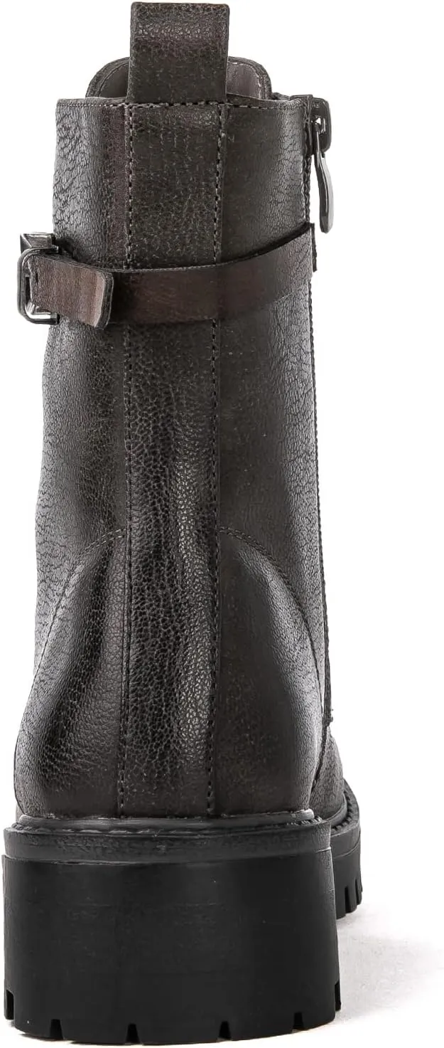 GLOBALWIN Women's Combat Boots Lace Up Boots For Women Ankle Booties For Women Low Heel