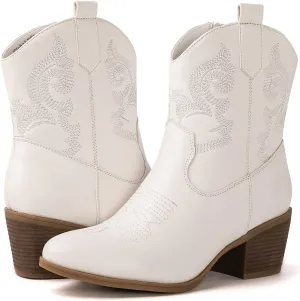 GLOBALWIN Women's The Western Wear Fashion Cowboy Cowgirl Free Birds Country Concert Disco Outfits Low Heel Walking Boots For Ladies