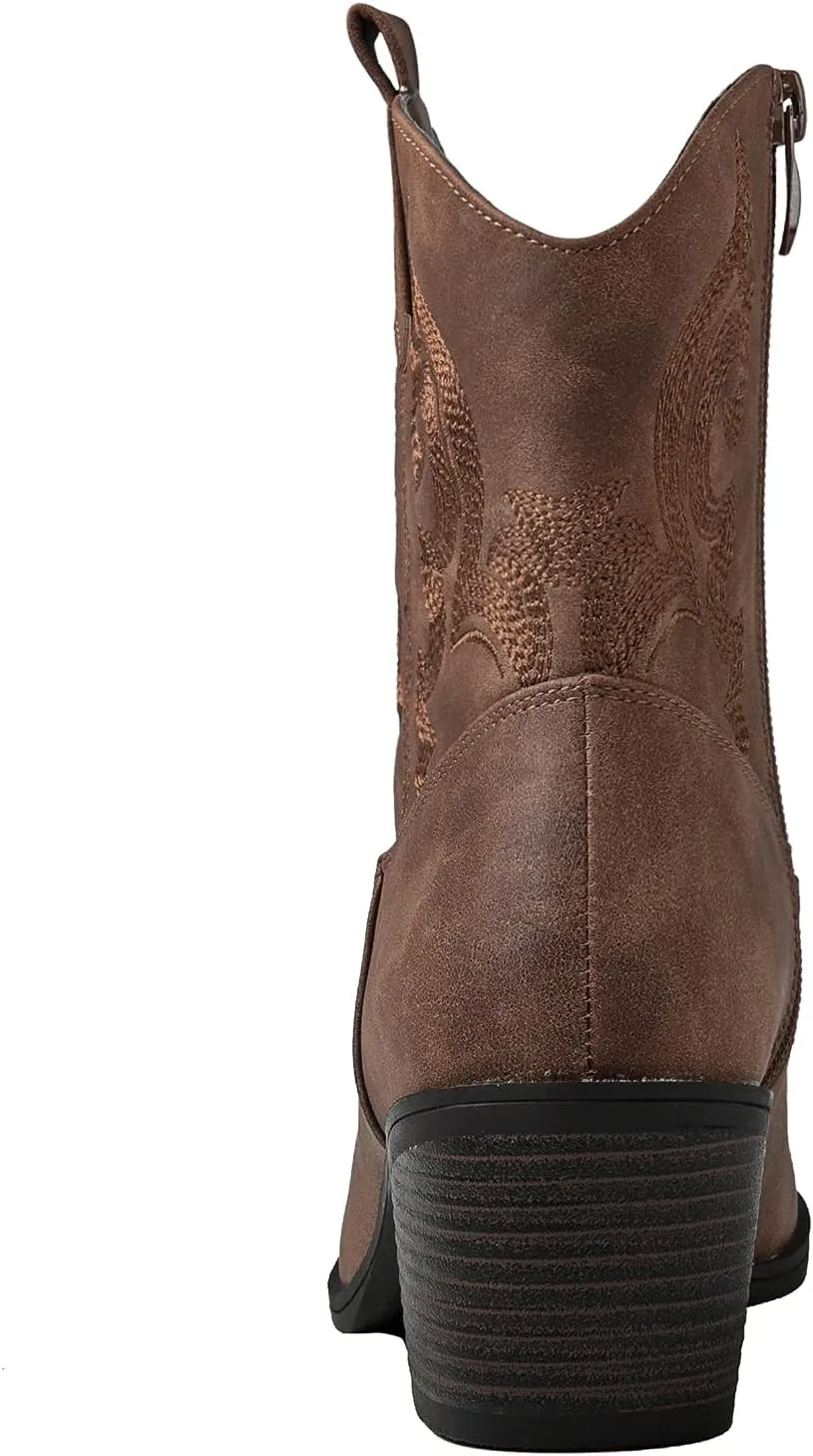 GLOBALWIN Women's The Western Wear Fashion Cowboy Cowgirl Free Birds Country Concert Disco Outfits Low Heel Walking Boots For Ladies
