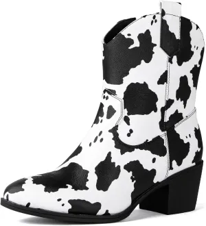 GLOBALWIN Women's The Western Wear Fashion Cowboy Cowgirl Free Birds Country Concert Disco Outfits Low Heel Walking Boots For Ladies