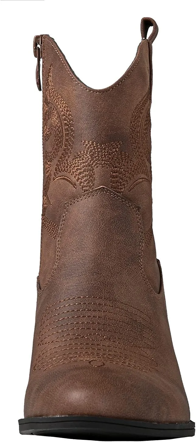GLOBALWIN Women's The Western Wear Fashion Cowboy Cowgirl Free Birds Country Concert Disco Outfits Low Heel Walking Boots For Ladies