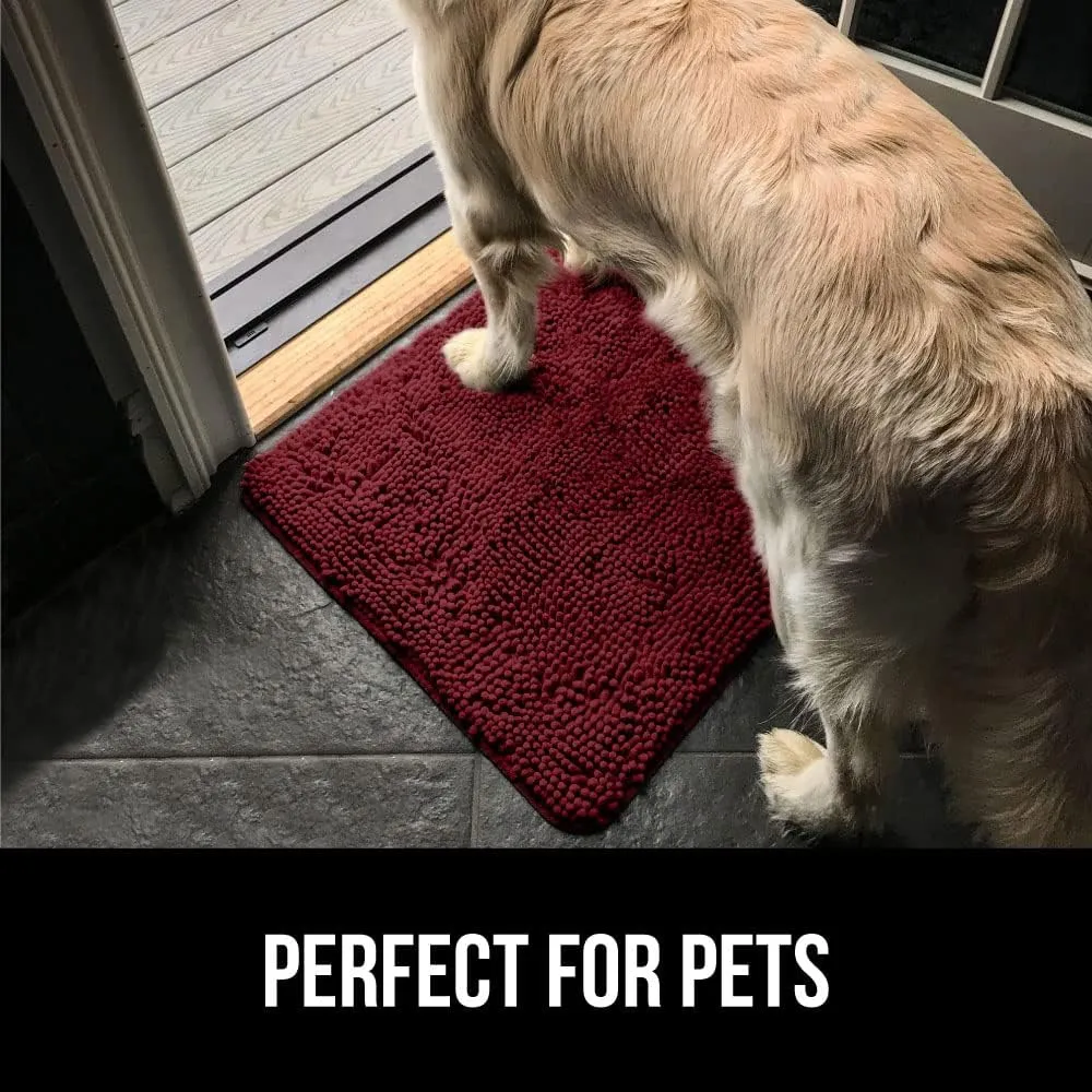 GORILLA GRIP Ultra Absorbent Grippy Doormat for Muddy Dog Paws, 60x36 Machine Washable Soakstopper Rugs Cleaner Floors, Bed Mat for Dirty Dogs, Indoor Entrance Door Rug Pet Bed Mats Burgundy