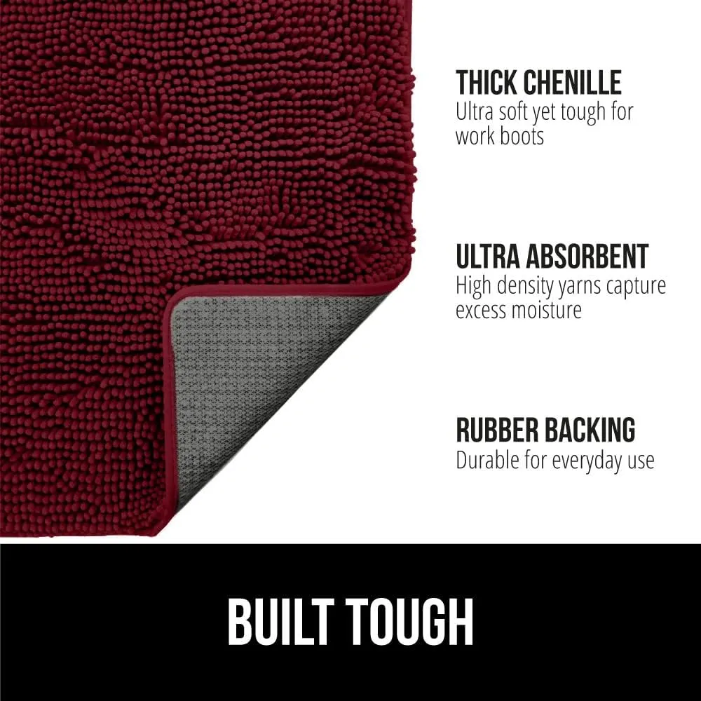 GORILLA GRIP Ultra Absorbent Grippy Doormat for Muddy Dog Paws, 60x36 Machine Washable Soakstopper Rugs Cleaner Floors, Bed Mat for Dirty Dogs, Indoor Entrance Door Rug Pet Bed Mats Burgundy