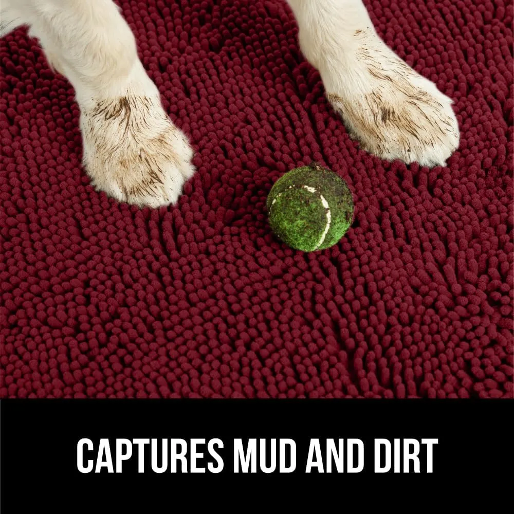 GORILLA GRIP Ultra Absorbent Grippy Doormat for Muddy Dog Paws, 60x36 Machine Washable Soakstopper Rugs Cleaner Floors, Bed Mat for Dirty Dogs, Indoor Entrance Door Rug Pet Bed Mats Burgundy