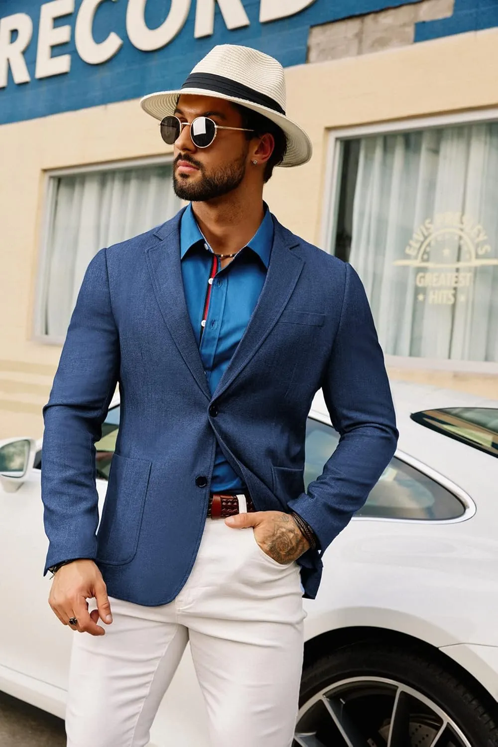 GRACE KARIN Men's Casual Blazer Suit Jackets 2 Button Lightweight Sport Coats