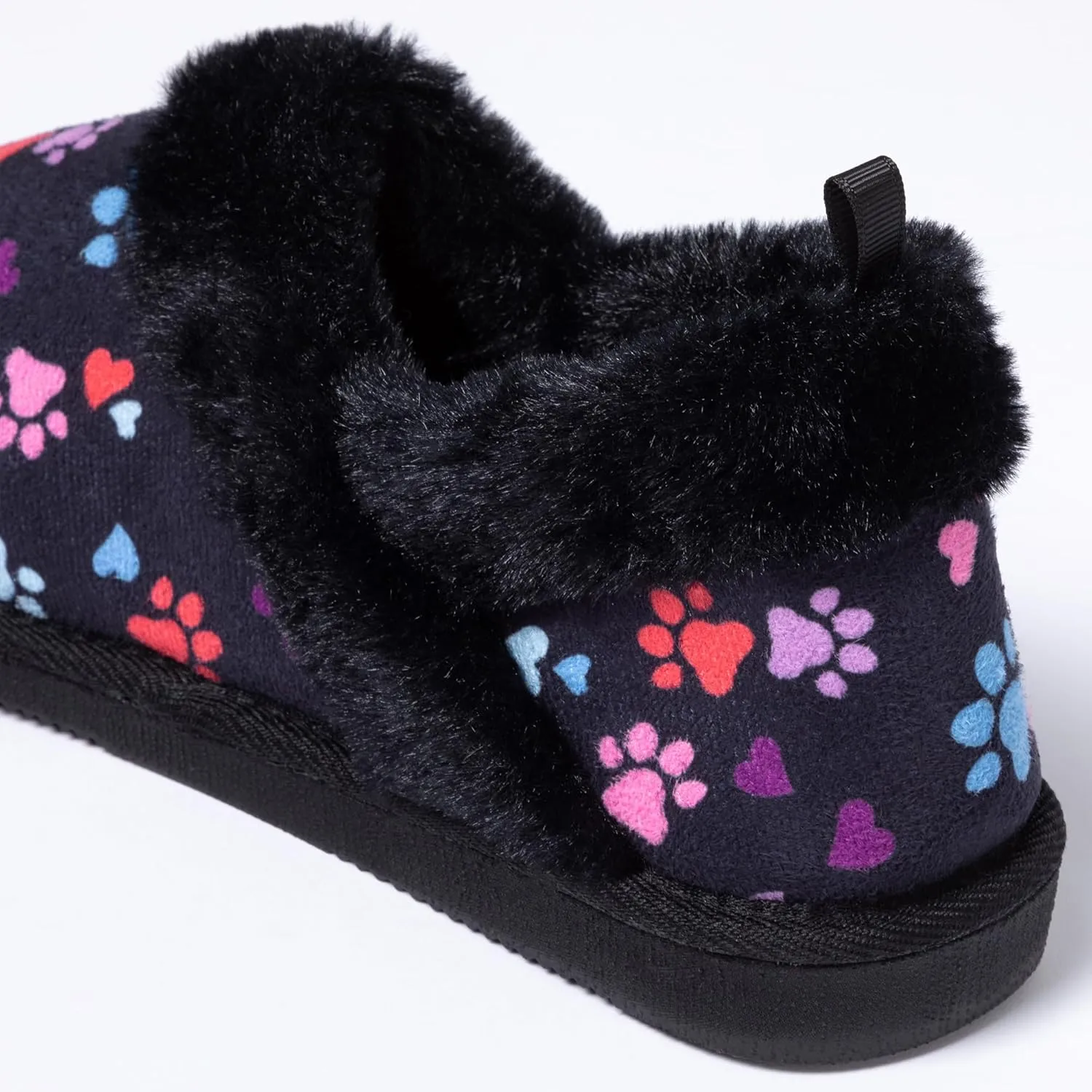 GreaterGood Paw Print Faux Fur Lined Indoor/Outdoor Slippers