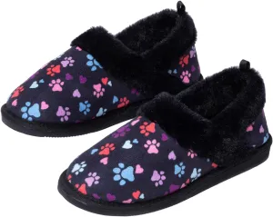 GreaterGood Paw Print Faux Fur Lined Indoor/Outdoor Slippers