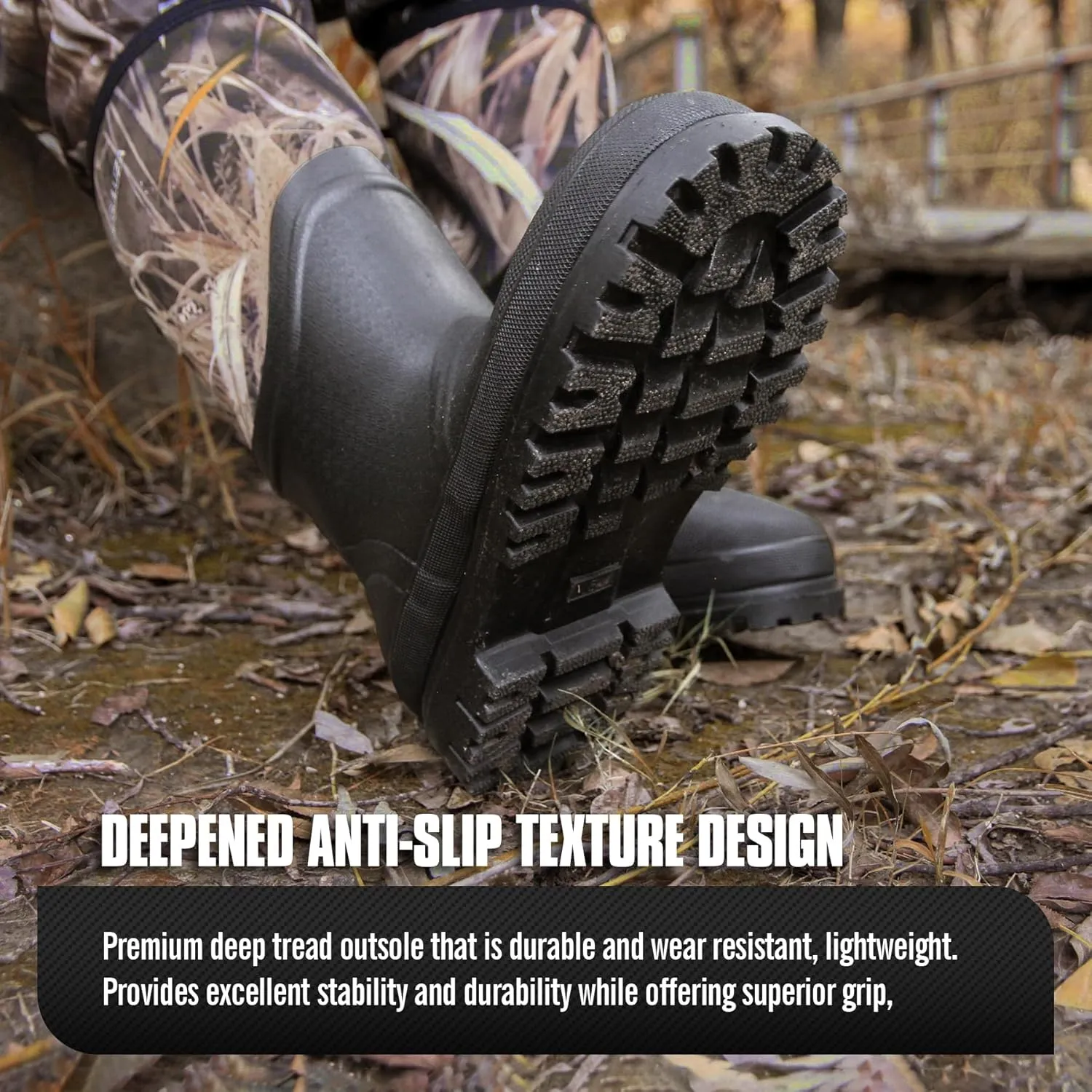 GUGULUZA Hunting Rubber Boots, Waterproof Hunting Boots with 6 mm Neoprene for Men, Insulated Rain Boots for Outdoors