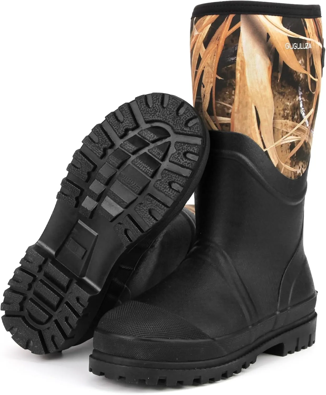 GUGULUZA Hunting Rubber Boots, Waterproof Hunting Boots with 6 mm Neoprene for Men, Insulated Rain Boots for Outdoors