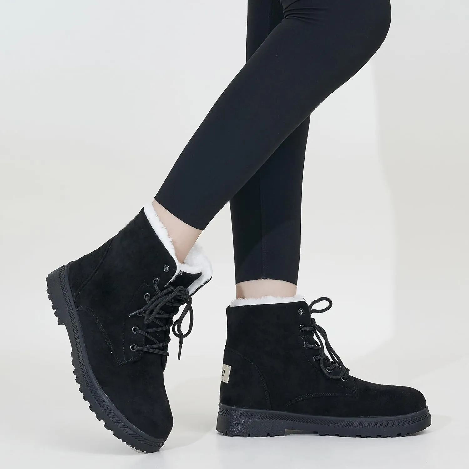HARENCE Winter Snow Boots for Women: Warm Fur Lined Ankle Booties Lace Up Slip on Outdoor Walking Womens Boots