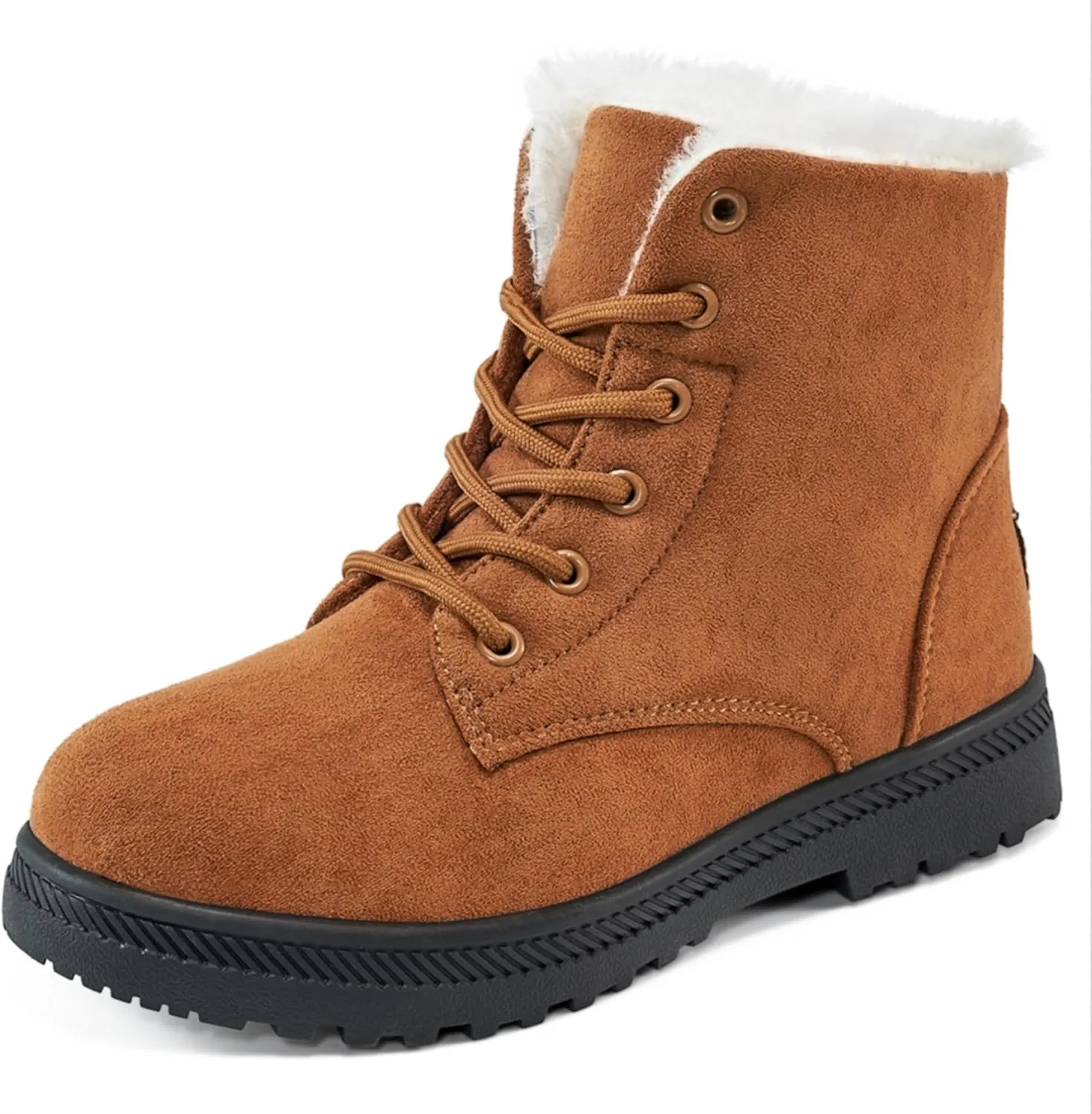 HARENCE Winter Snow Boots for Women: Warm Fur Lined Ankle Booties Lace Up Slip on Outdoor Walking Womens Boots