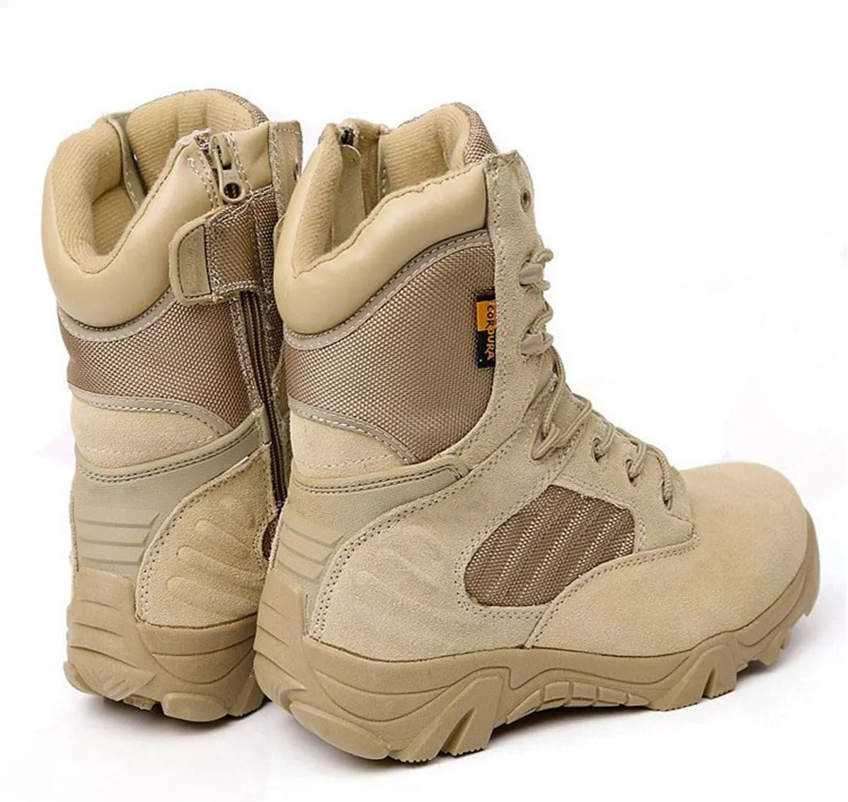 HARGLESMAN Men's Tactical Boots 8 Inches Combat Military Work Desert Leather Boots with Zipper