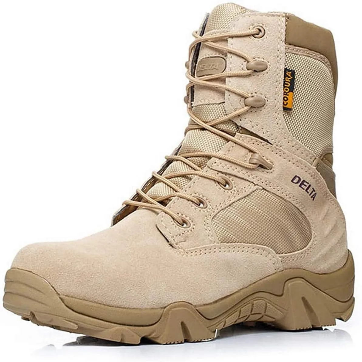 HARGLESMAN Men's Tactical Boots 8 Inches Combat Military Work Desert Leather Boots with Zipper