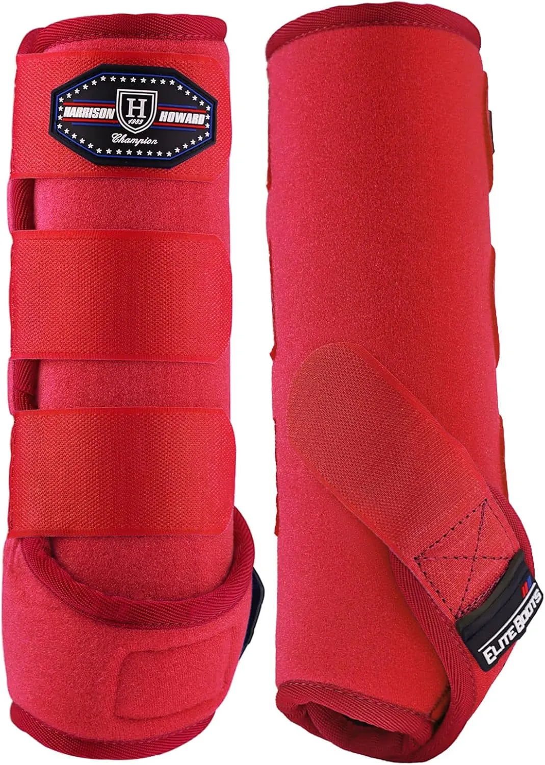 Harrison Howard Horse Sport Medicine Front Shock-Absorbing Boots All-Round Lower Limb Protection & Support Sport Boots Perfect for Endurance Training and Performance Pack of 2 Scarlet Red L