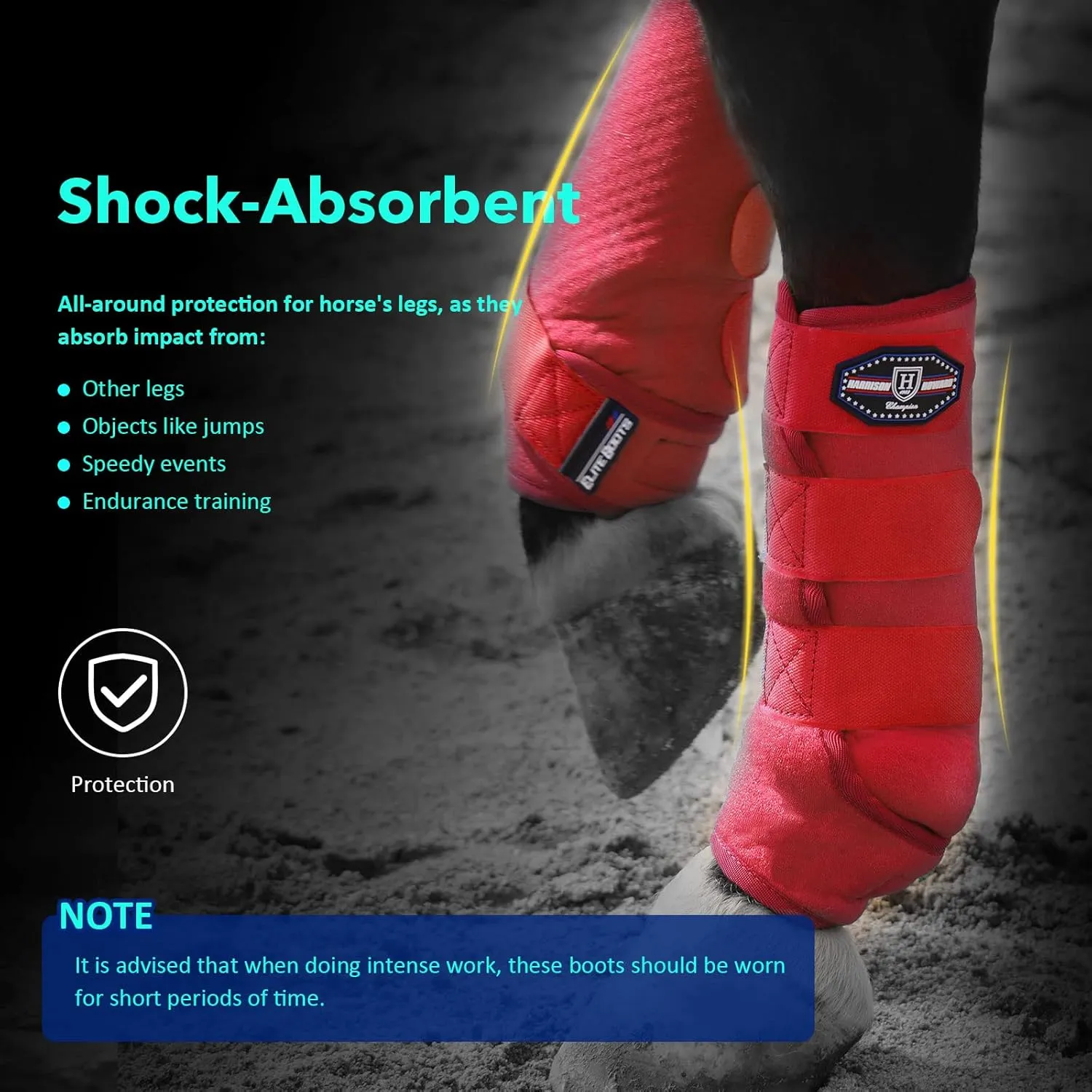 Harrison Howard Horse Sport Medicine Front Shock-Absorbing Boots All-Round Lower Limb Protection & Support Sport Boots Perfect for Endurance Training and Performance Pack of 2 Scarlet Red L