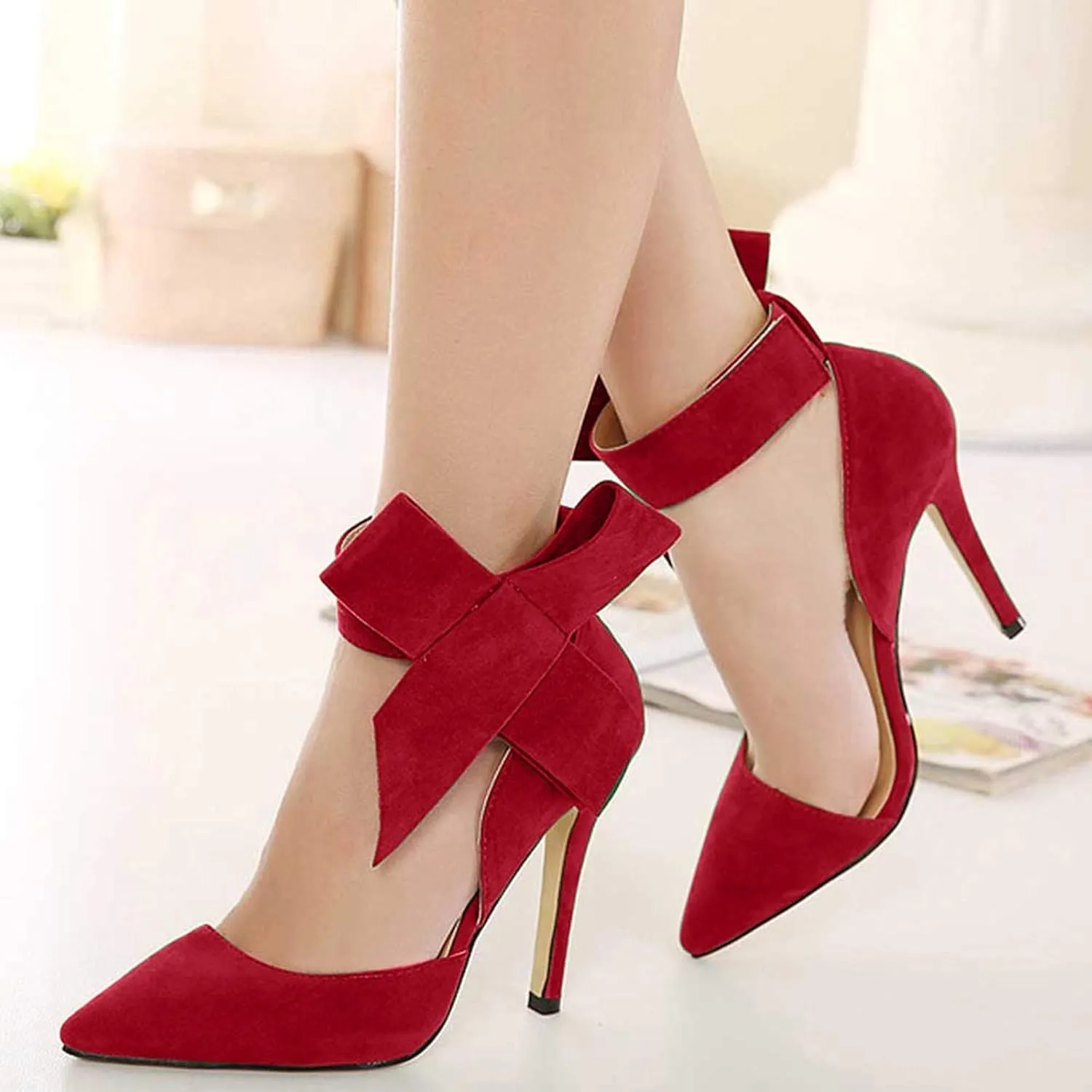 Heels Fashion Pointed Big Temperament Summer Bow Color Solid High Ladies Women's sandals Woman Summer Sandals