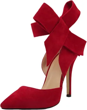 Heels Fashion Pointed Big Temperament Summer Bow Color Solid High Ladies Women's sandals Woman Summer Sandals