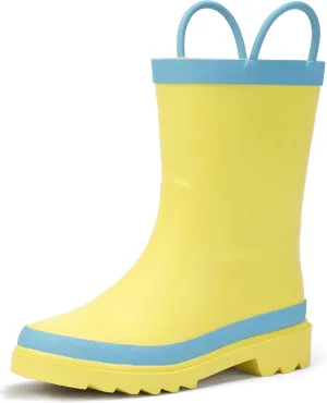 Hehainom Toddler Kids Rain Boots for Boys Girls Waterproof Easy-on Handles Rainboots