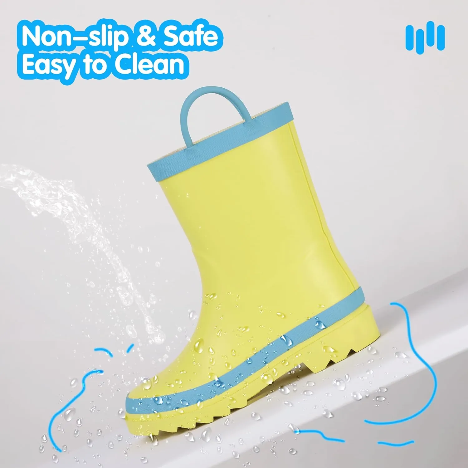 Hehainom Toddler Kids Rain Boots for Boys Girls Waterproof Easy-on Handles Rainboots