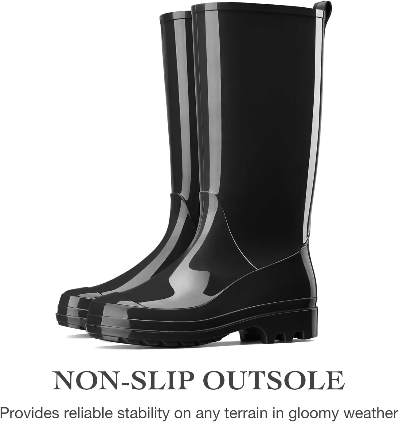 HISEA Rain Boots for Women Waterproof Garden Boots, Knee High Rain Shoes, Non Slip Seamless Welly