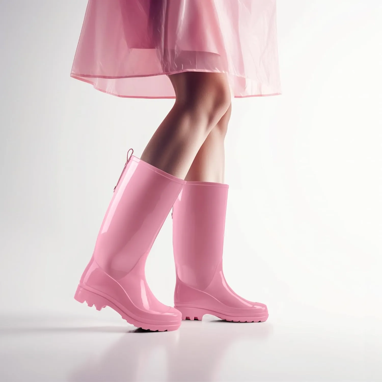 HISEA Rain Boots for Women Waterproof Garden Boots, Knee High Rain Shoes with Comfort Insole, Non-Slip Seamless Tall Rain Boots