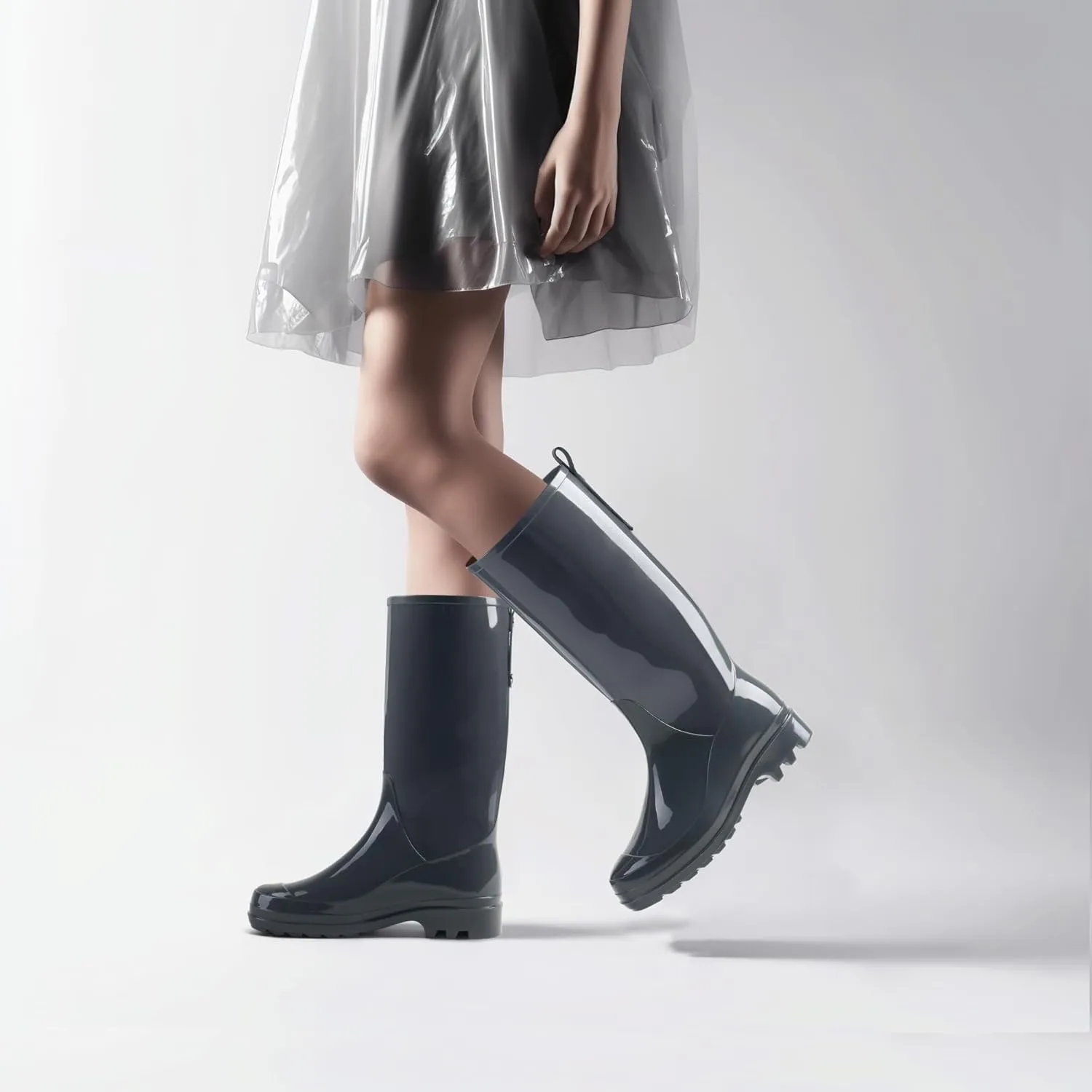HISEA Rain Boots for Women Waterproof Garden Boots, Knee High Rain Shoes with Comfort Insole, Non-Slip Seamless Tall Rain Boots