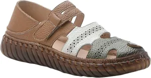HNVAVQ Women's Closed Toe Sandals Leather Slip On Loafers Comfortable Casual Walking Flats Leather Work Shoes Fisherman Beach Sandals Ladies