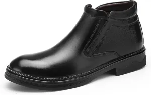 HOOENG Chelsea Boots for Men Crocodile Print Cowhide Leather Slip on Wearable Waterproof Non Slip Casual Classic (Color : Black, Size : 6.5)