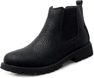 HOOENG Chelsea Boots for Men Crocodile Print Elastic Bandage Cowhide Leather Anti-Slip Waterproof Slip on Wearable Work (Color : Black, Size : 10)
